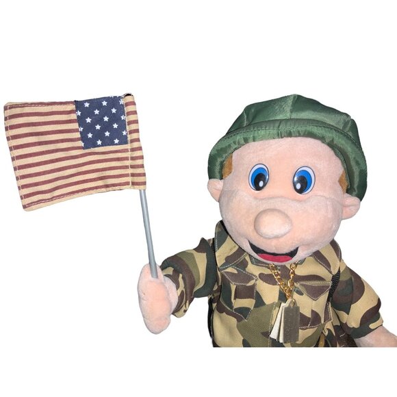 Patriotic American Soldier PLUSH Figure  Camouflage Outfit American Flag - Picture 11 of 15